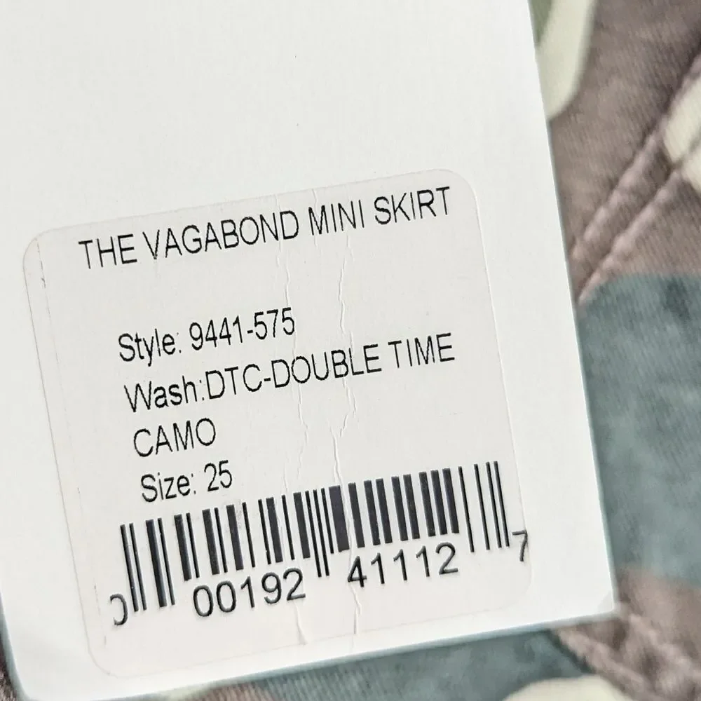 Mother Denim The Vagabond Mini Skirt Double Time Camo Side Stripe Size 25